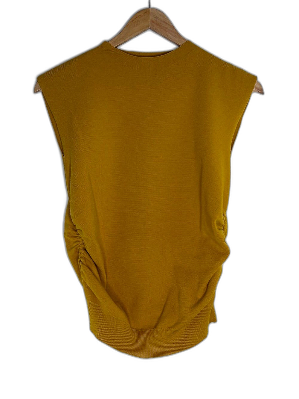 Open Edit Mustard Sleeveless Ruched Top Medium